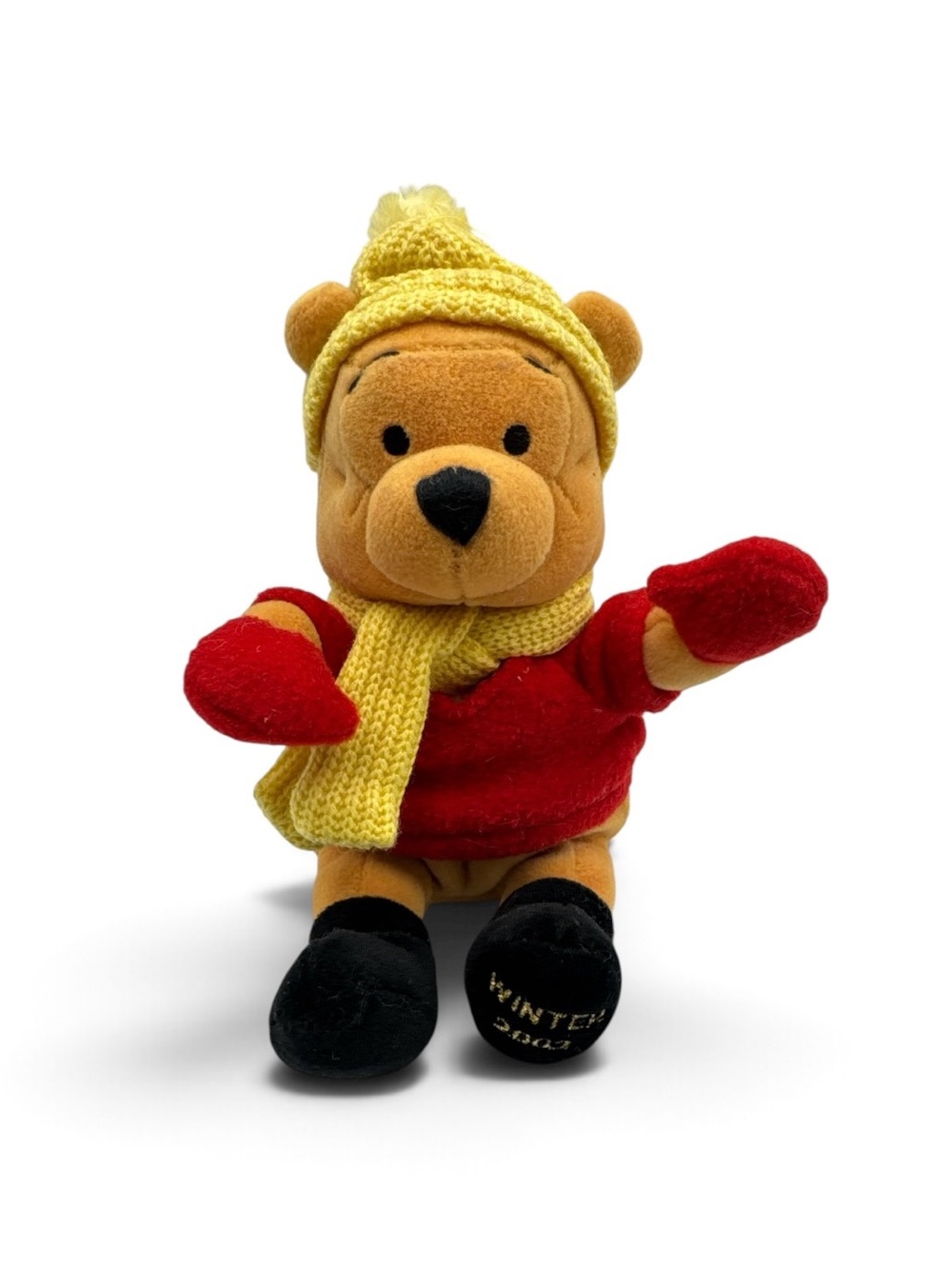 Vintage Y2K 2002 Disney Store Winter Winnie the Pooh Plush 9”